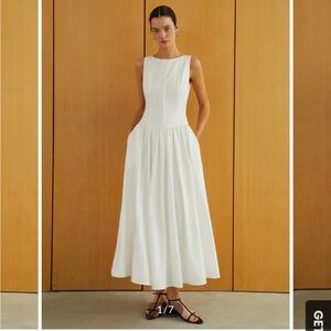 Commense NWT Button-Front Sleeveless Pockets Long Dress Size L